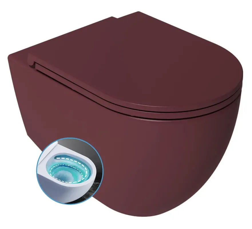 Bestel Nu Isvea Infinity toiletpot met tornado flush met softclose zitting rood