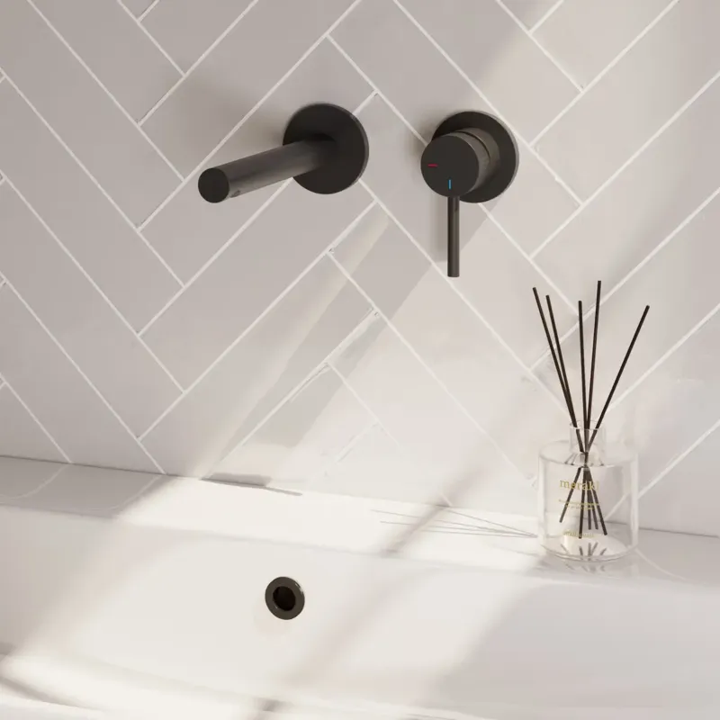 Beperkte Voorraad Brauer Stripe inbouw wastafelkraan ColdStart met rechte uitloop en rozetten model A1 zwart mat