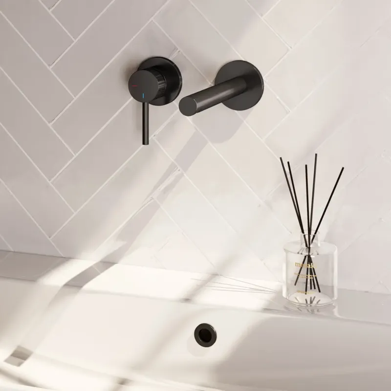 Brauer Stripe inbouw wastafelkraan ColdStart met rechte uitloop en rozetten model A2 zwart mat Beperkt Aanbod