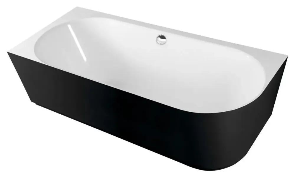 Beperkt Aanbod Polysan Sussi halfvrijstaand bad links mineraalmarmer 150x70cm zwart/wit