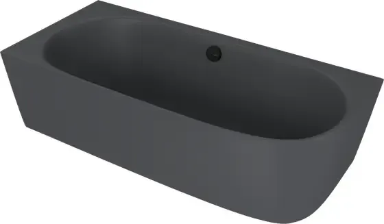 Polysan Sussi halfvrijstaand bad links mineraalmarmer 160x70cm antraciet mat Laatste Kans