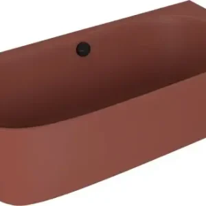 Polysan Sussi halfvrijstaand bad rechts mineraalmarmer 160x70cm terracotta Lage Prijs
