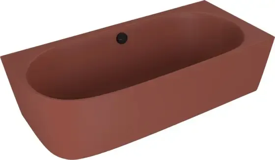 Polysan Sussi halfvrijstaand bad rechts mineraalmarmer 160x70cm terracotta Lage Prijs
