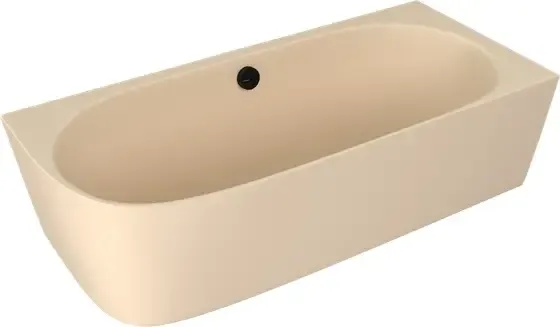 Polysan Sussi halfvrijstaand bad rechts mineraalmarmer 160x70cm beige mat Voordeelprijs