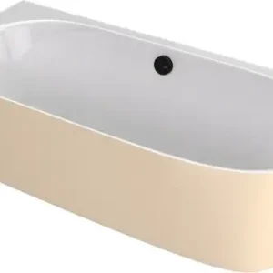 Polysan Sussi halfvrijstaand bad links mineraalmarmer 160x70cm beige mat Direct Verzonden