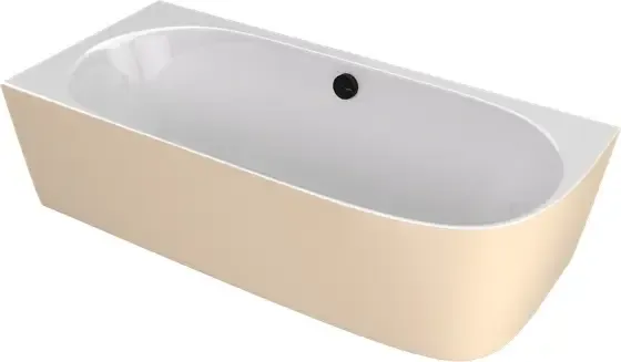 Polysan Sussi halfvrijstaand bad links mineraalmarmer 160x70cm beige mat Direct Verzonden