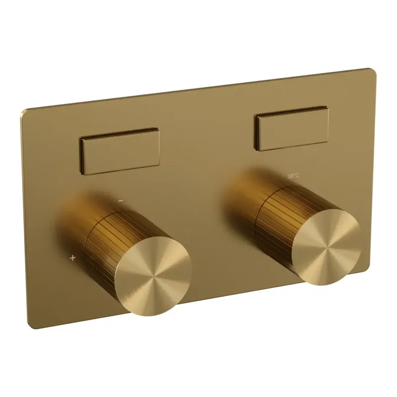 Dagaanbieding Brauer Stripe 2-weg inbouwthermostaat met drukknoppen messing geborsteld PVD