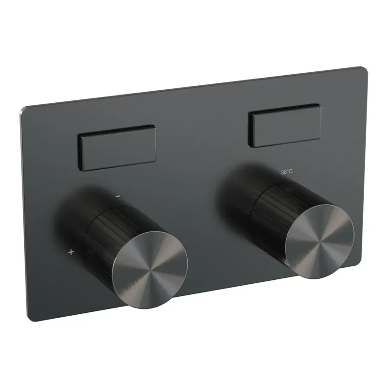 Brauer Stripe 2-weg inbouwthermostaat met drukknoppen gunmetal geborsteld PVD Hete Deal