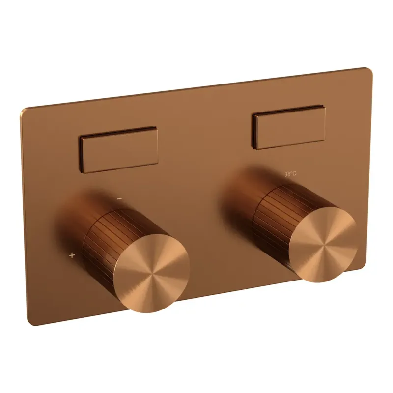 Weekendaanbieding Brauer Stripe 2-weg inbouwthermostaat met drukknoppen koper geborsteld PVD