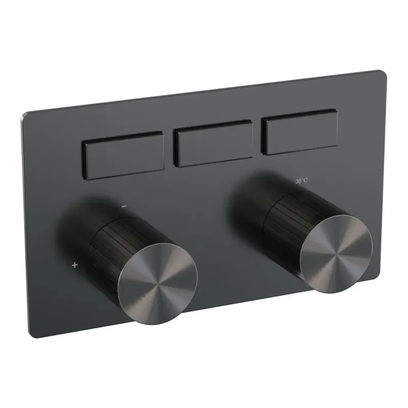 Brauer Stripe 3-weg inbouwthermostaat met drukknoppen gunmetal geborsteld PVD Meest Verkocht
