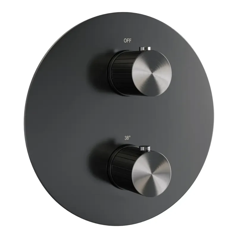 Dagaanbieding Brauer Stripe 3-weg inbouwthermostaat rond gunmetal geborsteld PVD