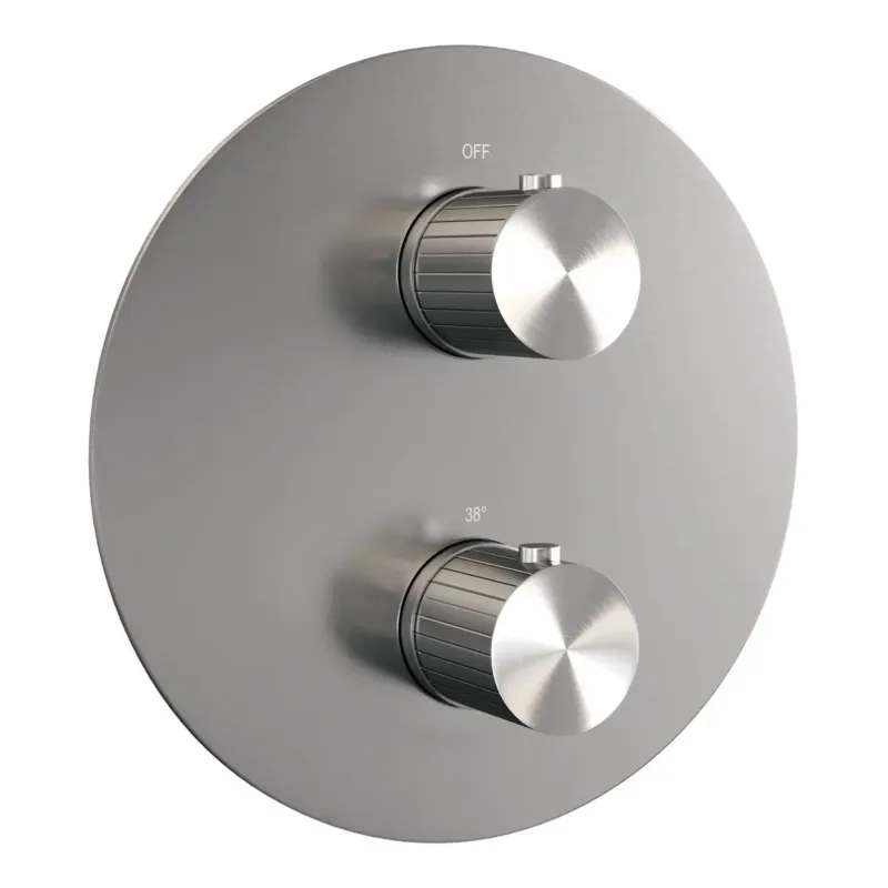Brauer Stripe 3-weg inbouwthermostaat rond RVS geborsteld PVD Must-Have