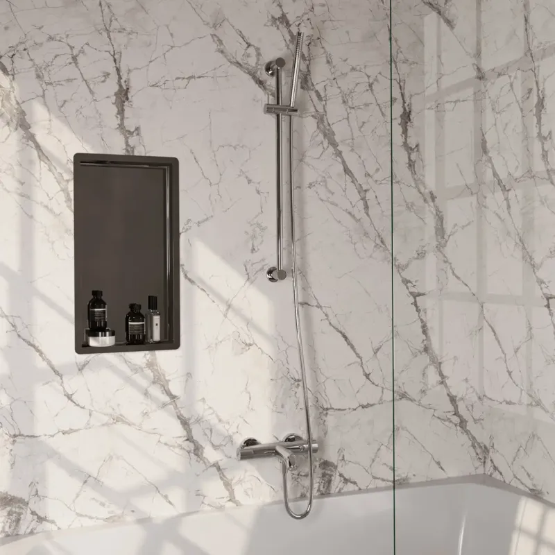 Brauer Stripe thermostatische badkraan met glijstang en staafhanddouche chroom Fabrieksprijs