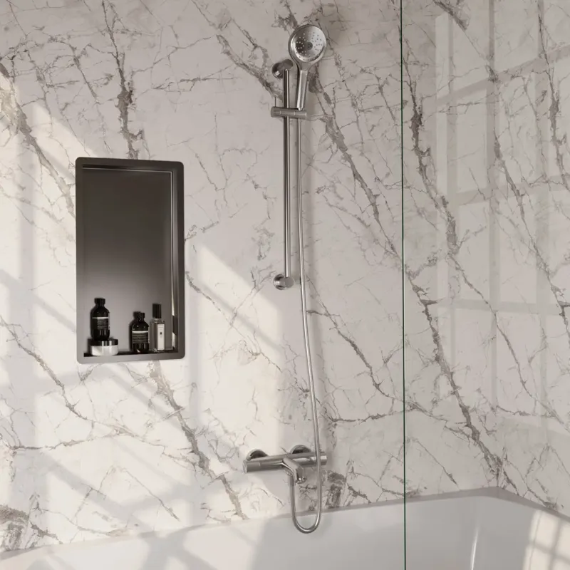 Brauer Stripe thermostatische badkraan met glijstang en 3 standen handdouche RVS geborsteld PVD Favoriet