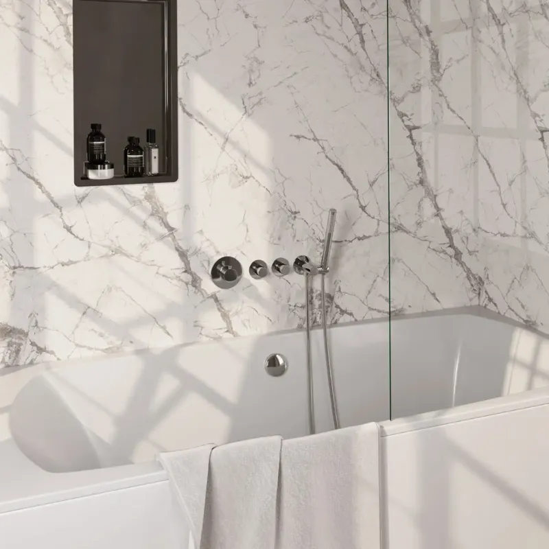 Brauer Stripe inbouw badkraan met badvulcombinatie en staafhanddouche chroom Exclusieve Aanbieding