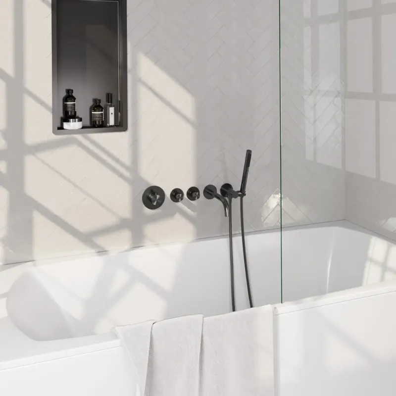 Brauer Stripe inbouw badkraan met staafhanddouche gunmetal geborsteld PVD Koopje