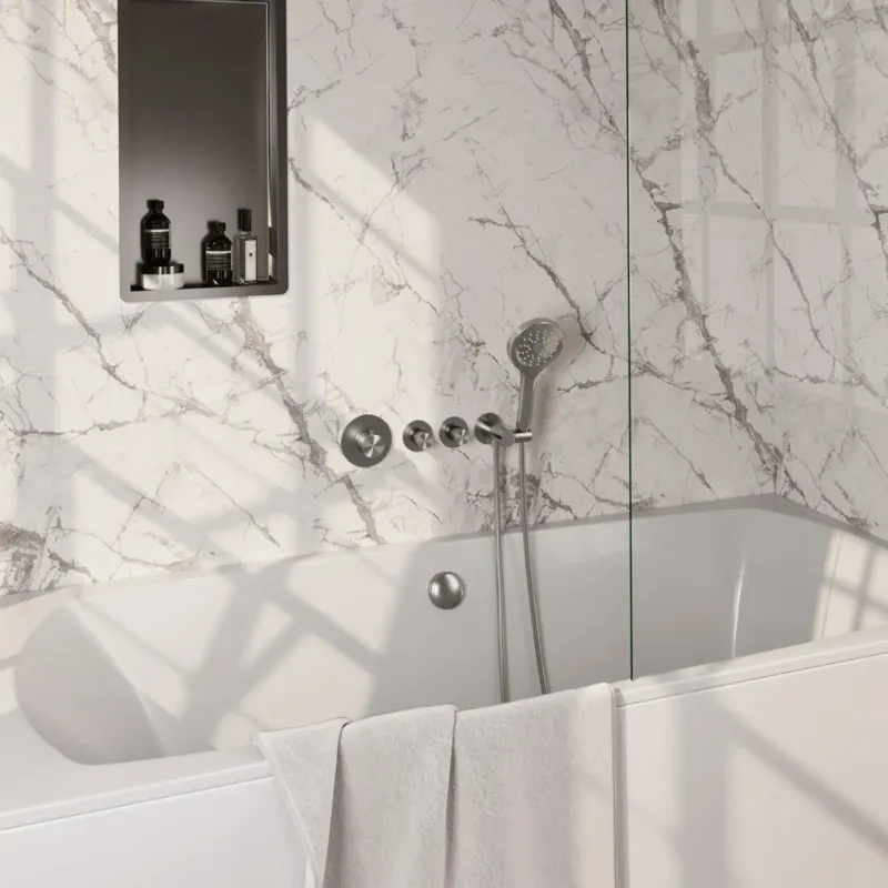 Brauer Stripe inbouw badkraan met badvulcombinatie en 3 standen handdouche RVS geborsteld PVD Gereduceerde Prijs