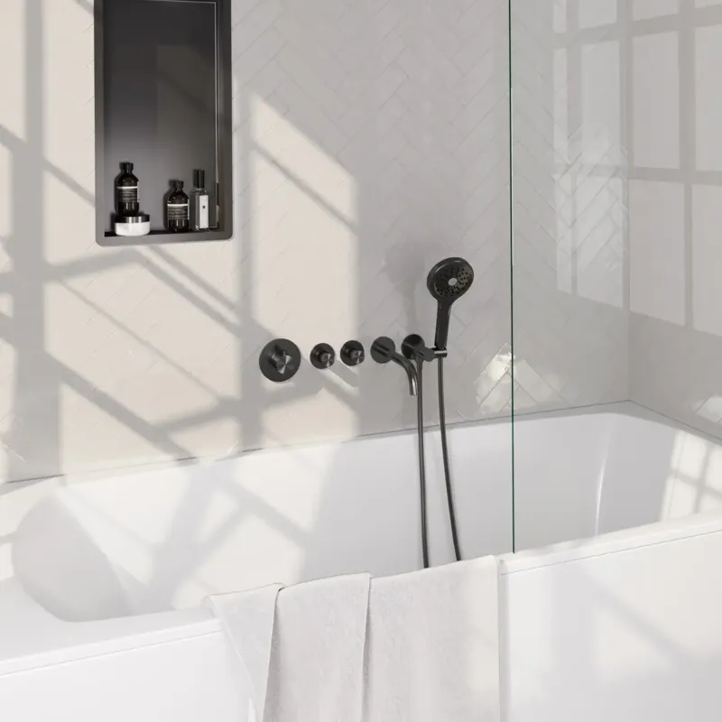 Brauer Stripe inbouw badkraan met 3 standen handdouche gunmetal geborsteld PVD Hete Deal