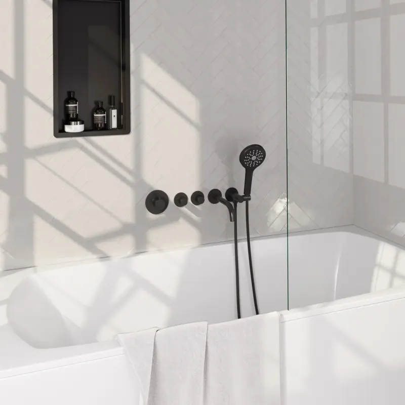 Brauer Stripe inbouw badkraan met 3 standen handdouche zwart mat Korting