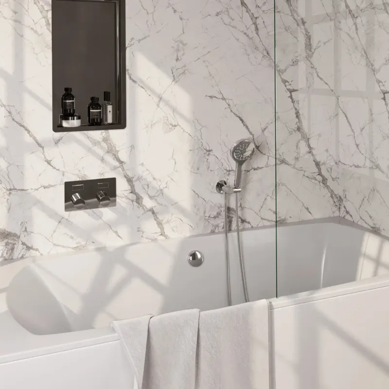 Must-Have Brauer Stripe inbouw badkraan met drukknoppen, badvulcombinatie en 3 standen handdouche chroom