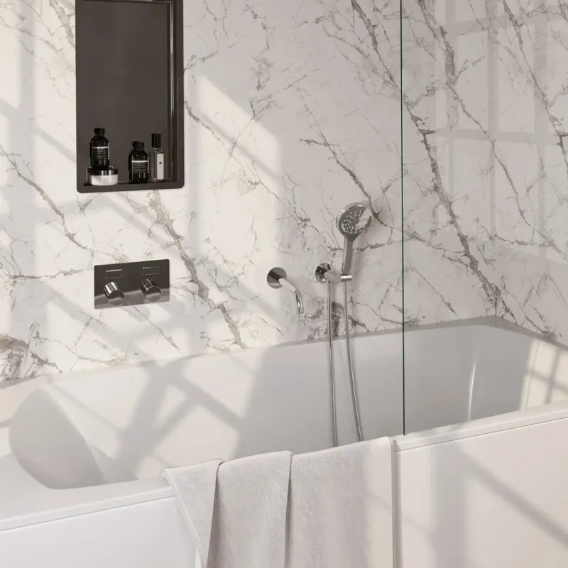 Brauer Stripe inbouw badkraan met drukknoppen en 3 standen handdouche chroom Op = Op
