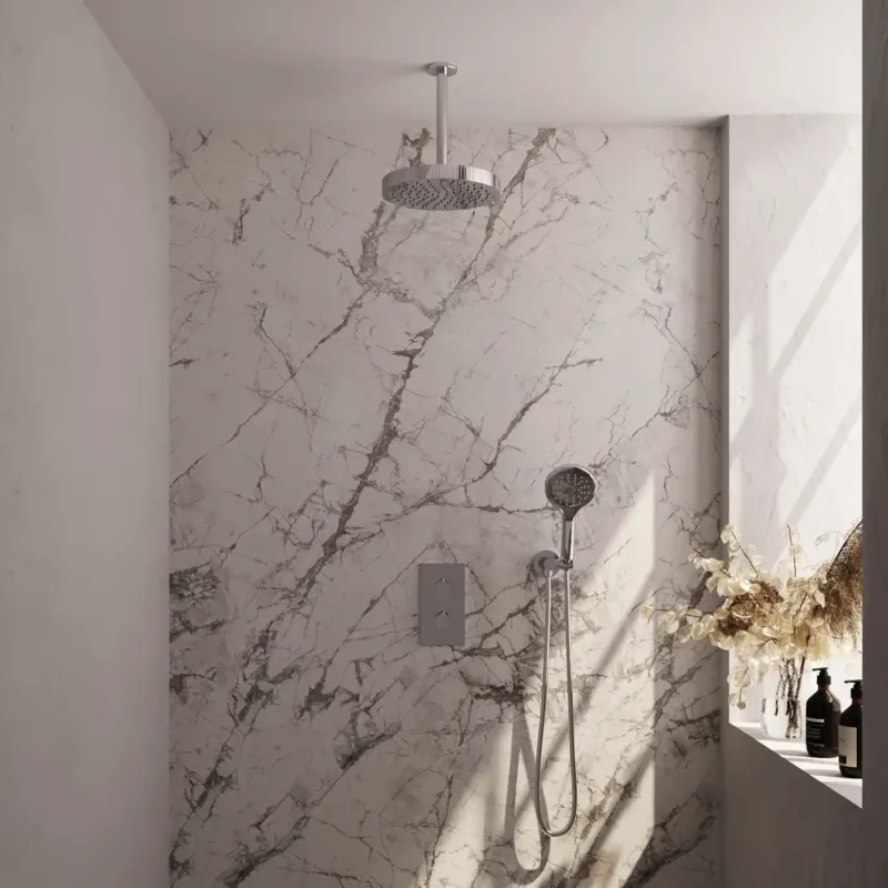 Must-Have Brauer Stripe inbouw regendouche met 25cm hoofddouche, plafondarm en 3 standen handdouche set 18 chroom
