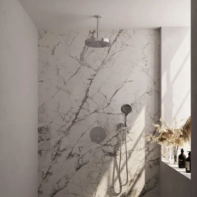 Flitsaanbieding Brauer Stripe inbouw regendouche rond met 25cm hoofddouche, plafondarm en 3 standen handdouche set 42 chroom