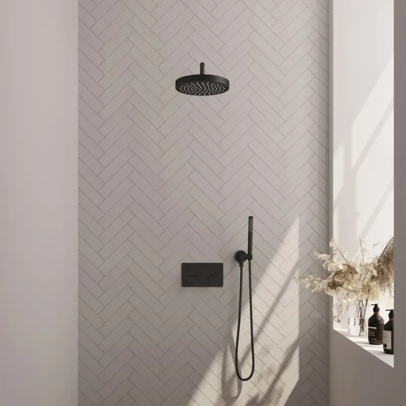 Brauer Stripe inbouw regendouche met 25cm hoofddouche, gebogen muurarm en staafhanddouche set 26 zwart mat Fabrieksprijs