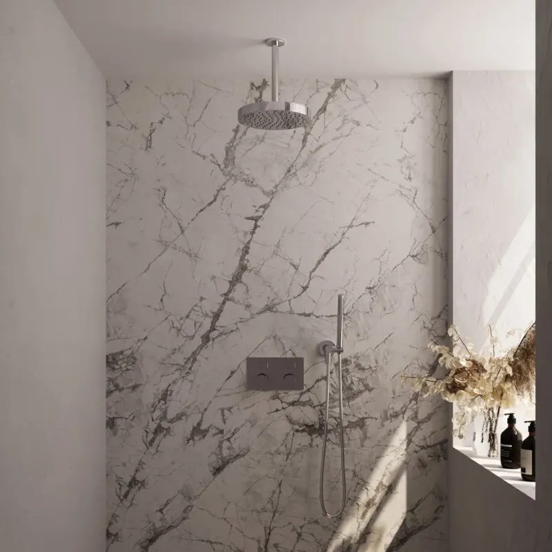 Brauer Stripe inbouw regendouche met 25cm hoofddouche, plafondarm en staafhanddouche set 27 chroom Beperkt Aanbod