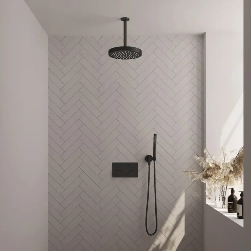 Gecertificeerd Brauer Stripe inbouw regendouche met 25cm hoofddouche, plafondarm en staafhanddouche set 27 zwart mat