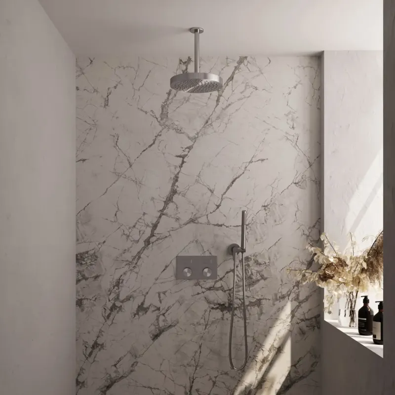Brauer Stripe inbouw regendouche met 25cm hoofddouche, plafondarm en staafhanddouche set 27 RVS geborsteld PVD Bestseller