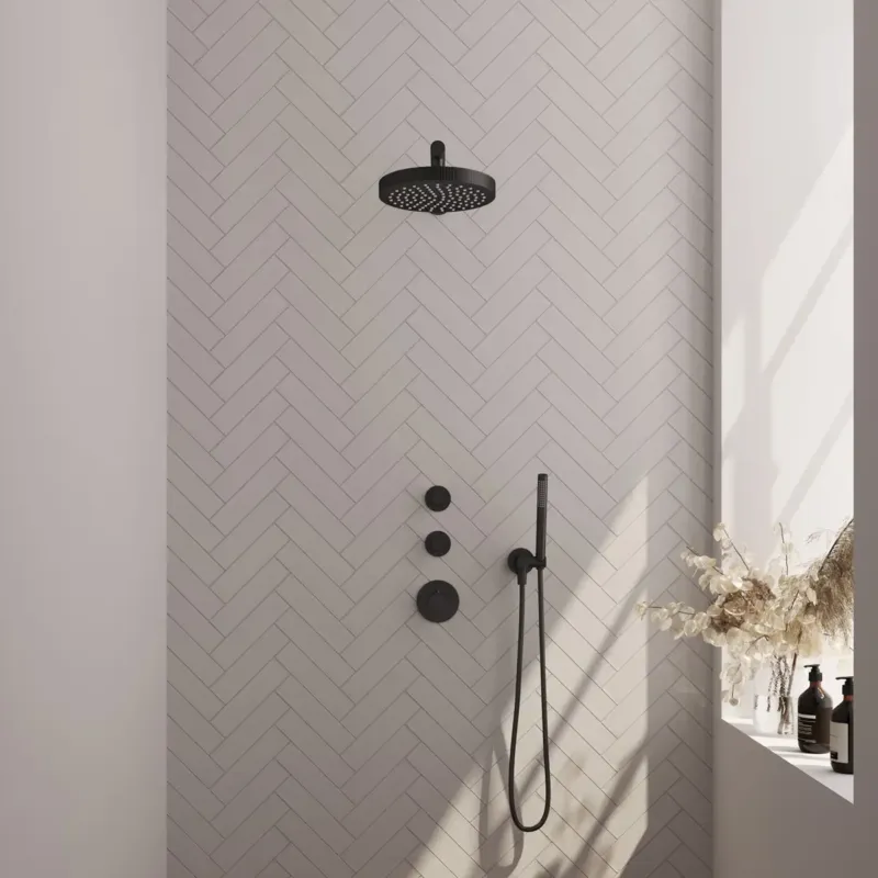 Beperkt Aanbod Brauer Stripe inbouw regendouche met 25cm hoofddouche, rechte muurarm en staafhanddouche set 1 zwart mat