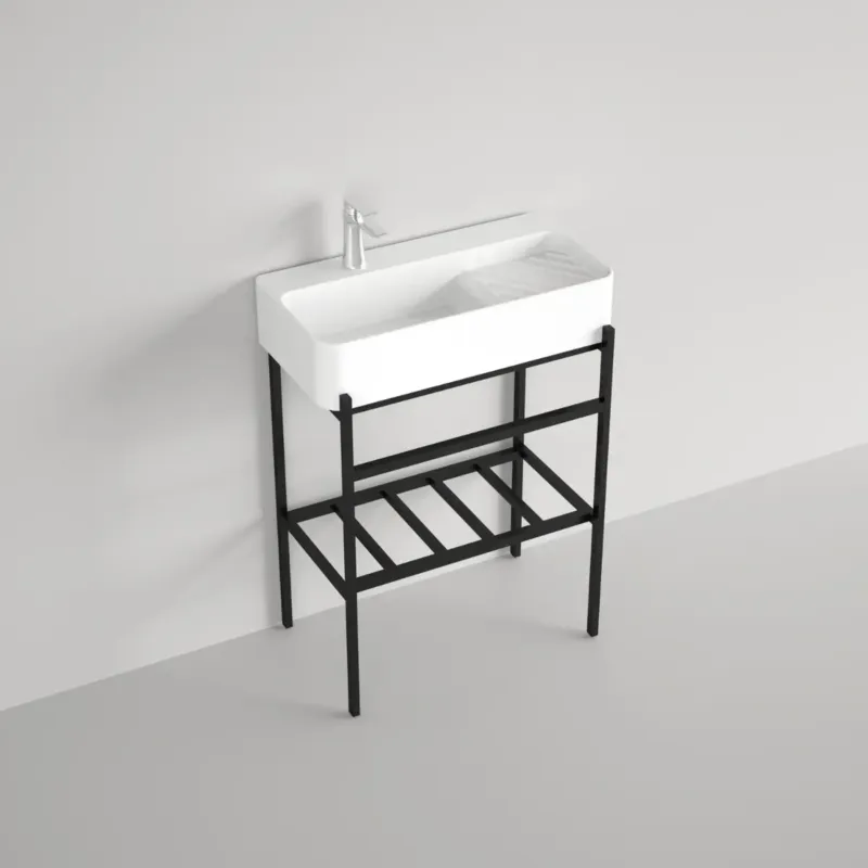 Laatste Kans Badstuber Delta witte wastafel 60x31x82cm met zwarte poten