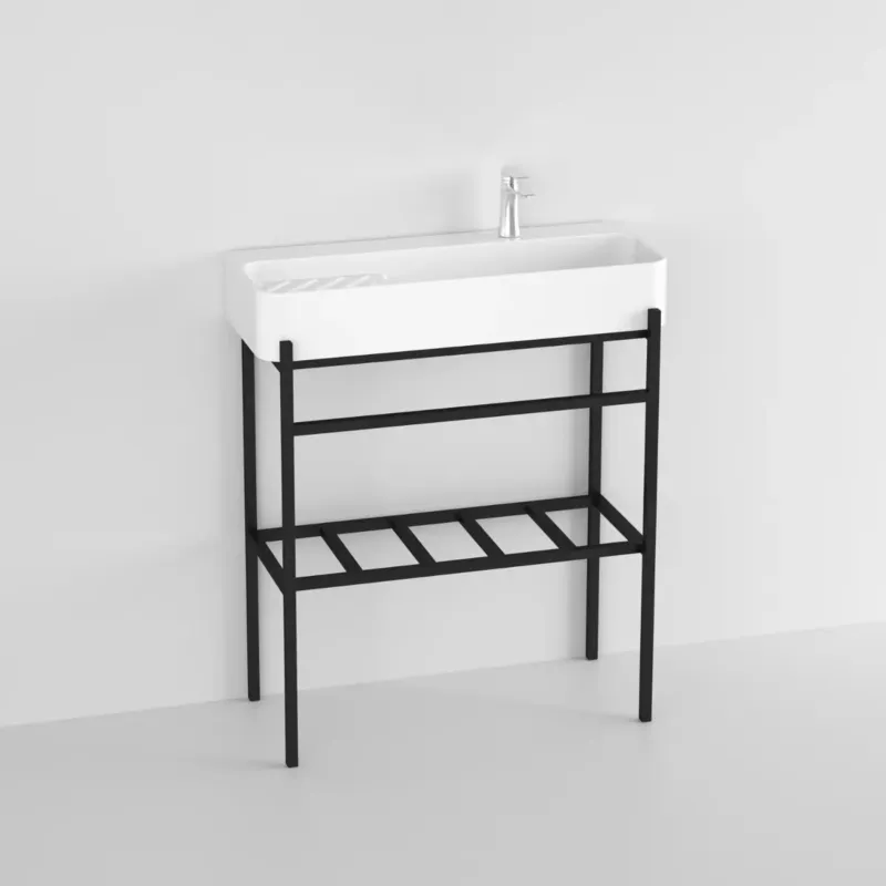 Gecertificeerd Badstuber Delta witte wastafel 80x31x80cm met zwarte poten