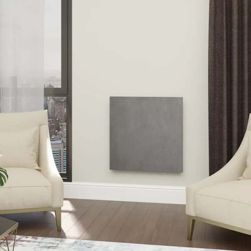 Laatste Versie Ecosun CR300 keramisch infraroodpaneel met WiFi 60x60cm beton 300W