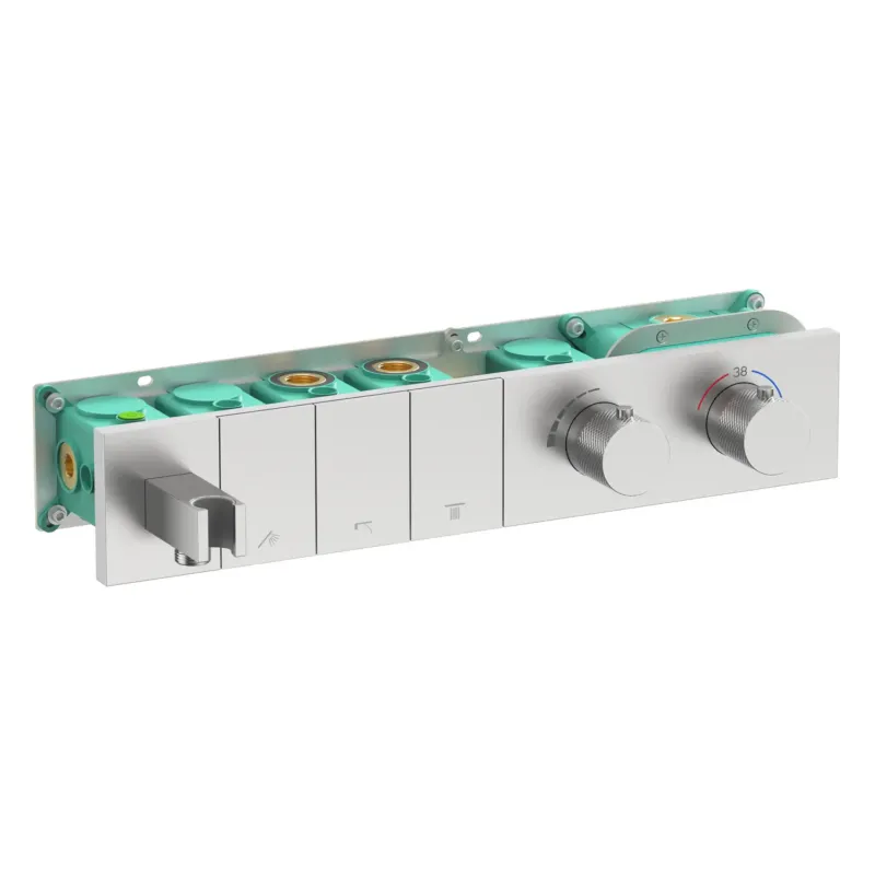 Shop Nu Saniclear Premium Manchester inbouw thermostaat met druktoetsen 3-wegs RVS look PVD