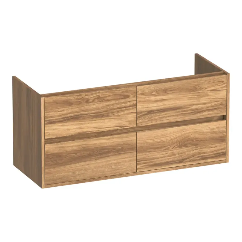 Brauer Adore onderkast 120cm met 4 softclose lades en 2 sifon uitsparingen honey Op = Op