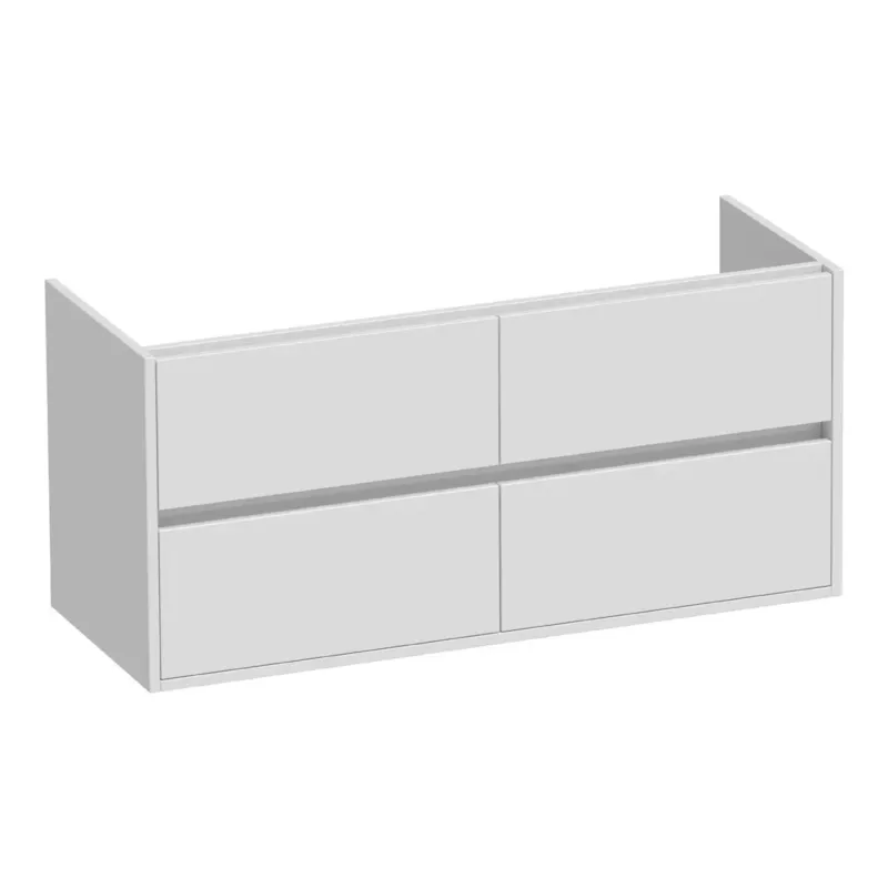 Brauer Adore onderkast 120cm met 4 softclose lades en 2 sifon uitsparingen wit glans Aanbieding