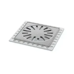 Aquaberg kunststof renovatieput m. RVS rooster en sierrand 146x146mm inbouwhoogte 6mm RVS hoogglans Dagaanbieding