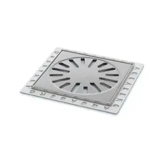 Aquaberg kunststof renovatieput m. RVS rooster en sierrand 146x146mm inbouwhoogte 6mm RVS hoogglans Dagaanbieding