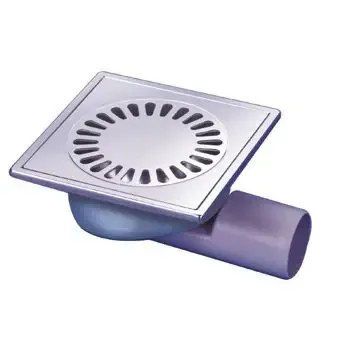 Aquaberg RVS vloerput m. ABS kunststof zij- en onderuitl. 50mm 15x15 cm waterslot 30mm Tijdelijk Beschikbaar