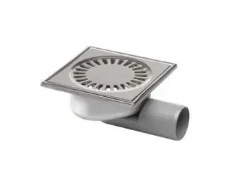 Aquaberg RVS vloerput m. ABS kunststof zij- en onderuitl. 50mm 150x150mm waterslot 30mm m. vergrendeling Snelle Levering