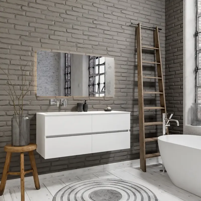 Zaro Valencia Solid Surface badmeubel 120cm mat wit zonder kraangat spoelbak links 4 lades Koop Vandaag