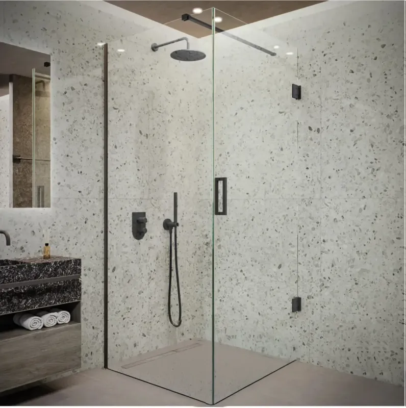 Beperkt Aanbod Saniclear Modern douchecabine 100x80 met 80cm deur anti-kalk zwart