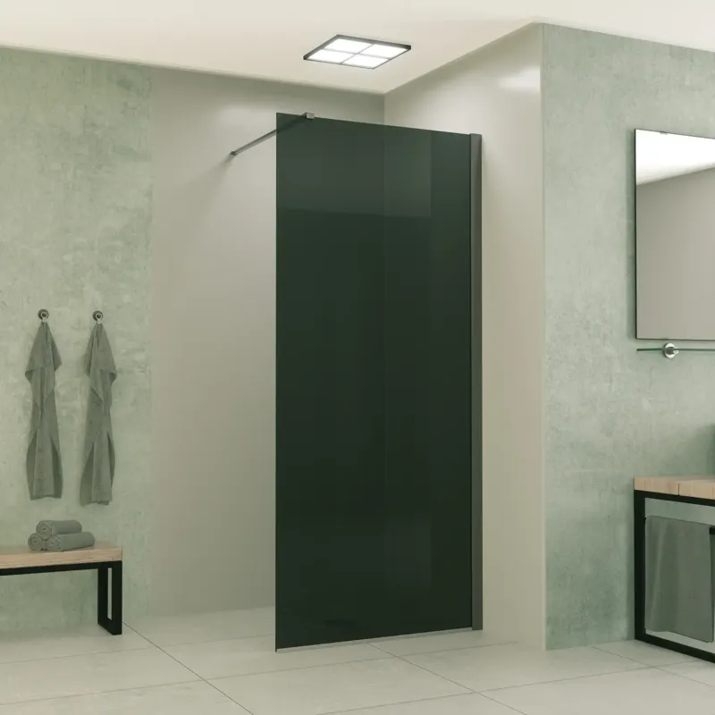 Voordeelprijs Mueller Slimline inloopdouche 80cm rookglas anti-kalk inclusief RVS profiel & stang
