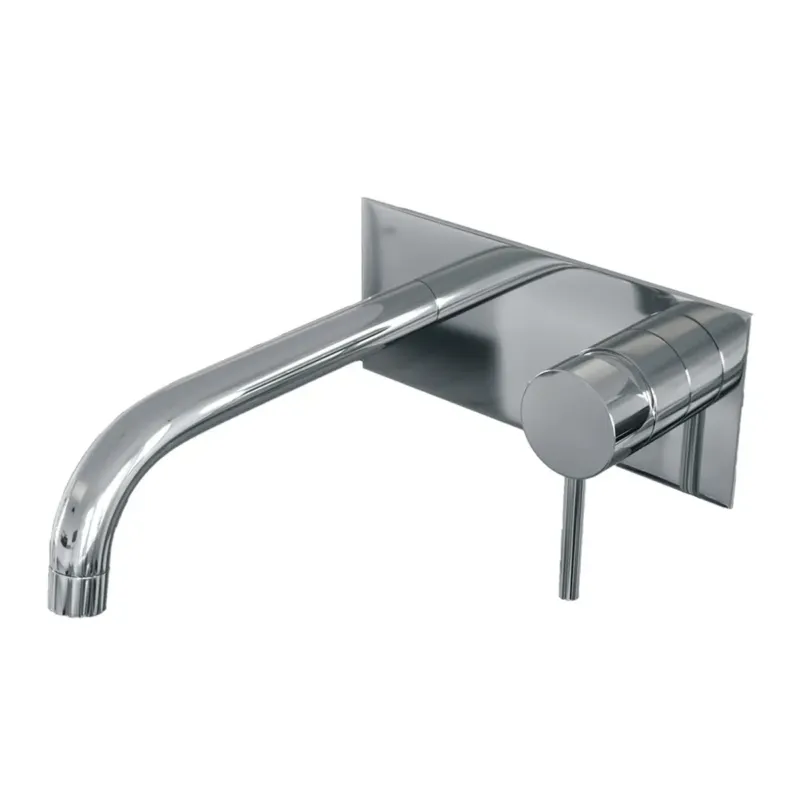 Beperkt Aanbod Brauer Chrome Edition ColdStart wastafelkraan inbouw gebogen uitloop met achterplaat model A1 chroom