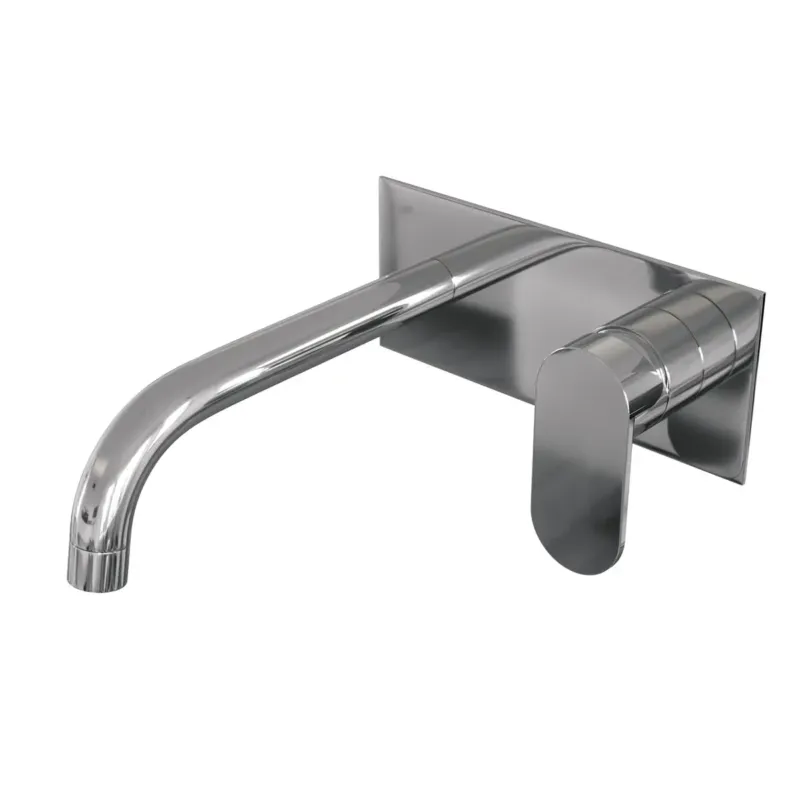 Lage Kosten Brauer Chrome Edition ColdStart wastafelkraan inbouw gebogen uitloop met achterplaat model C1 chroom