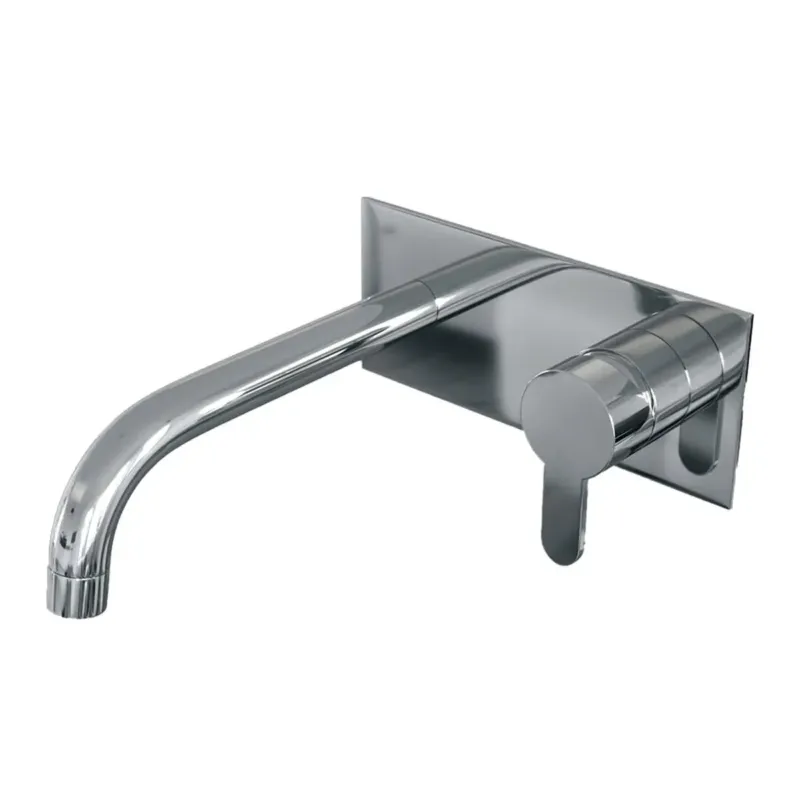 Brauer Chrome Edition ColdStart wastafelkraan inbouw gebogen uitloop met achterplaat model D1 chroom Tijdelijk Beschikbaar
