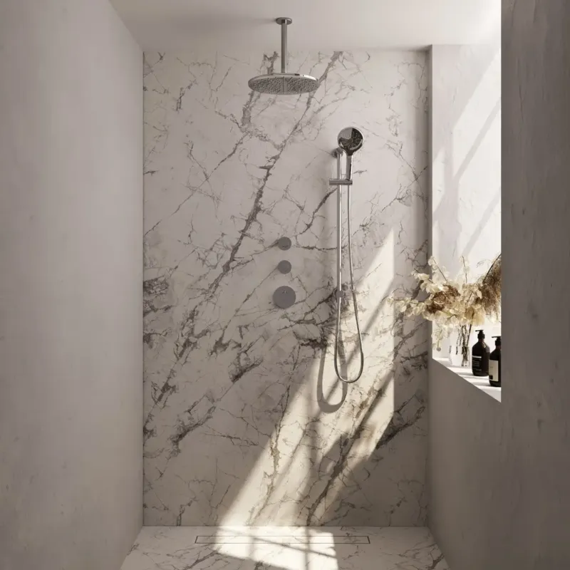 Exclusieve Aanbieding Brauer Chrome Edition complete inbouw regendouche met 3 standen handdouche, plafondarm, glijstang en hoofddouche 30cm set 24 chroom