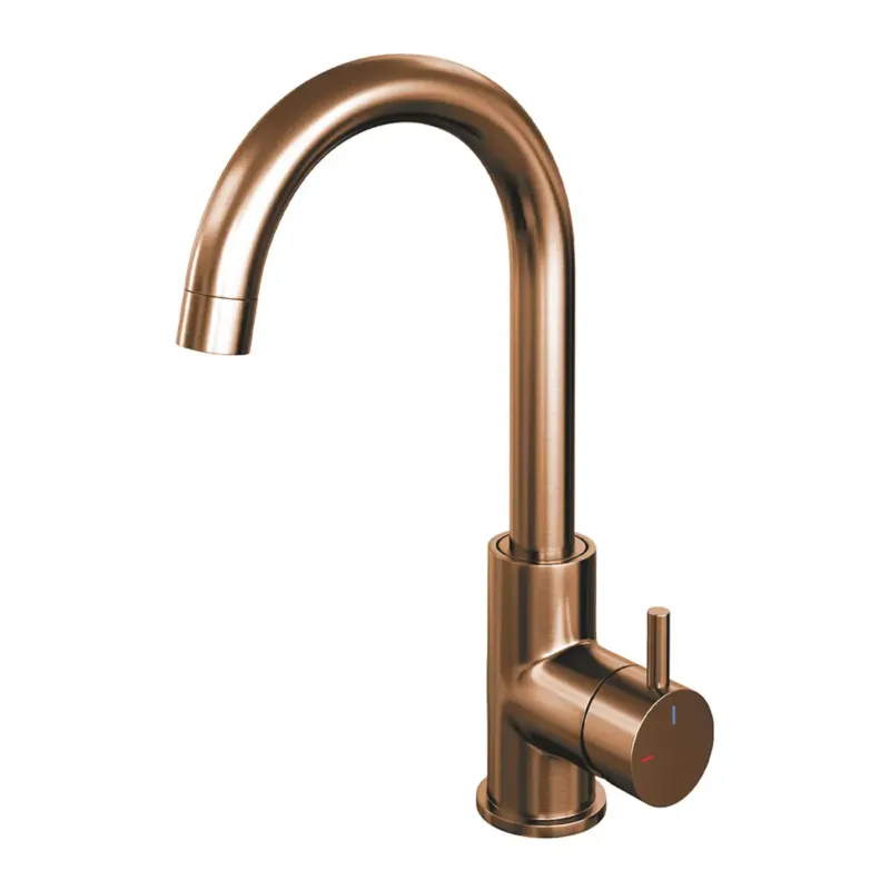 Brauer Copper Edition ColdStart wastafelkraan met draaibare ronde uitloop model B koper geborsteld PVD Tijdelijk Beschikbaar